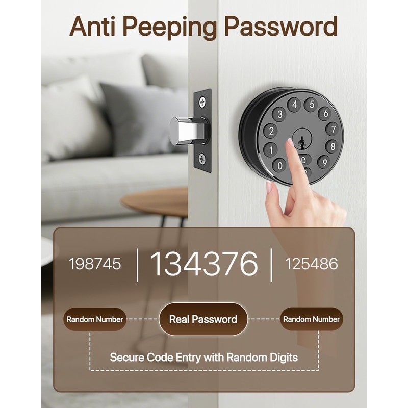 Electronic Deadbolt Door Lock, Keyless Entry Door Knob with Keypad,