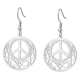 UNIFT Peace Sign Earrings For Women Stainless Steel Hippie Accessories and Hippie Costume Birthday and Christmas Party Jewelry Gifts (silver)