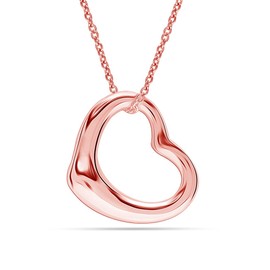 LeCalla 925 Sterling Silver Rose-Gold Plated Love Open Heart Pendant Necklace for Women