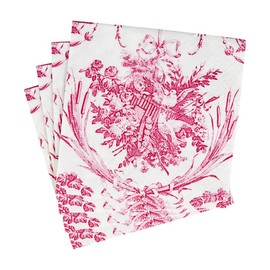 Caspari Romantic Toile Rose Cocktail Napkins - 20 Per Package