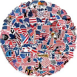 ROTY 100 Pcs American Flag Stickers, USA Country Flag Stickers for Water Bottles, Waterproof Vinyl Gifts for Laptop, Water Bottle,Phone, Luggage, Kids, Girls, Teen, Adults
