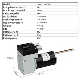 Kamoer HLVP11.96 Vacuum Pump 24V brushless Motor Positive Pressure 0.25Mpa air Pump Long Life high Flow Diaphragm Pump 8.5L/min