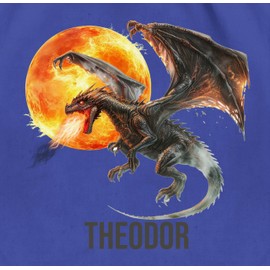 Geschenk mit Namen personalisiert by Shirtracer - Gym Bag Backpack - Fire Dragon with Name | Dragon Motif | Dragon Lover, 09 Royal Blue