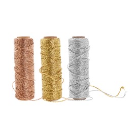 Mandala Crafts Gold Silver Rose Gold Baker Twine Metallic Twine for Gift Wrapping - Decorative Bakers Twine String for Crafts Christmas Holiday Wedding 11 Ply 55 Yards