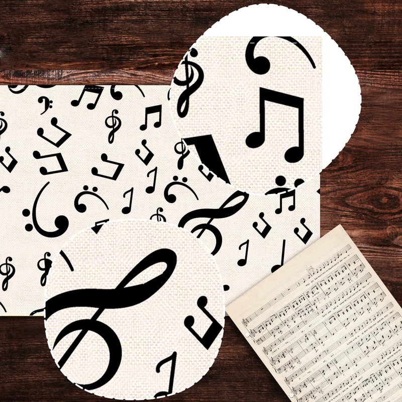Nepnuser Linen Musical Notes Table Runner Music Event Birthday Party