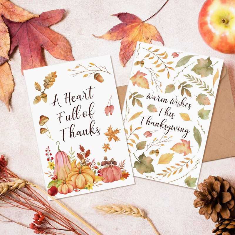 Chenive Thanksgiving Cards Bulk with Envelopes & Stickers, 24 Pack
