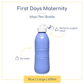 First Days Maternity Maxi Peri Bottle, Portable Peri Bottle for Maximum Postpartum Soothing, Perfectly Angled Head, Versatile, Durable, BPA-Free, 650 ml Capacity, Dark Blue