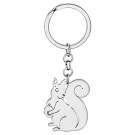 LONYOO Cute Squirrel Keychain Stainless Steel Squirrel Keyring Gifts for Women Girls Car Key Charms (Grey)