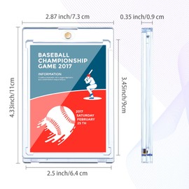 50 Pcs 100 Pt Acrylic Magnetic Card Holders One Touch Card Holder Clear Card Protectors Hard Plastic Magnetic Card Case for Sports Baseball Trading Card Storing Displaying(2.5 x 3.54 Inch)