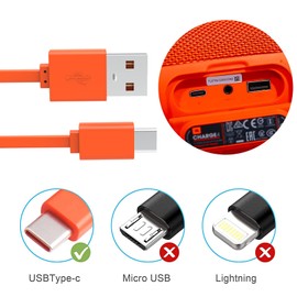 Arzweyk Type-C Flat Charging Cable, Replacement Tour Power Cord Compatible with JBL Charge 4 Charge 5 Flip 7 Flip 6 Pulse 4 Pulse 5 Go 3 Extreme 3 Tune 510BT 125TWS True Bluetooth Headphones Speaker