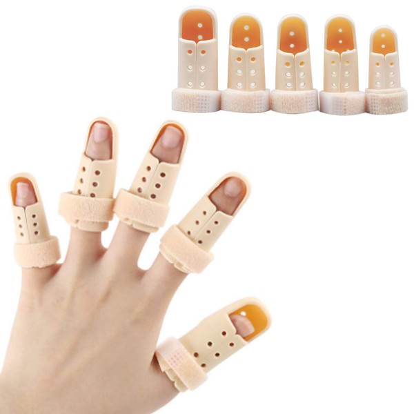 Yimanduo 5 Pieces Finger Splint, Mallet Finger Support, Straighten Finger Plastic Finger Protector for Finger Arthritis, Trigger Finger and Finger Joint Pain