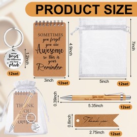 60 Pcs Thank You Gifts for Colleagues Employee Appreciation Gifts Inspirational Notebooks Motivational Quotes Pen with Organza Bag Thank You Cards Inspirational Keyring Keychains for Teacher Coworker