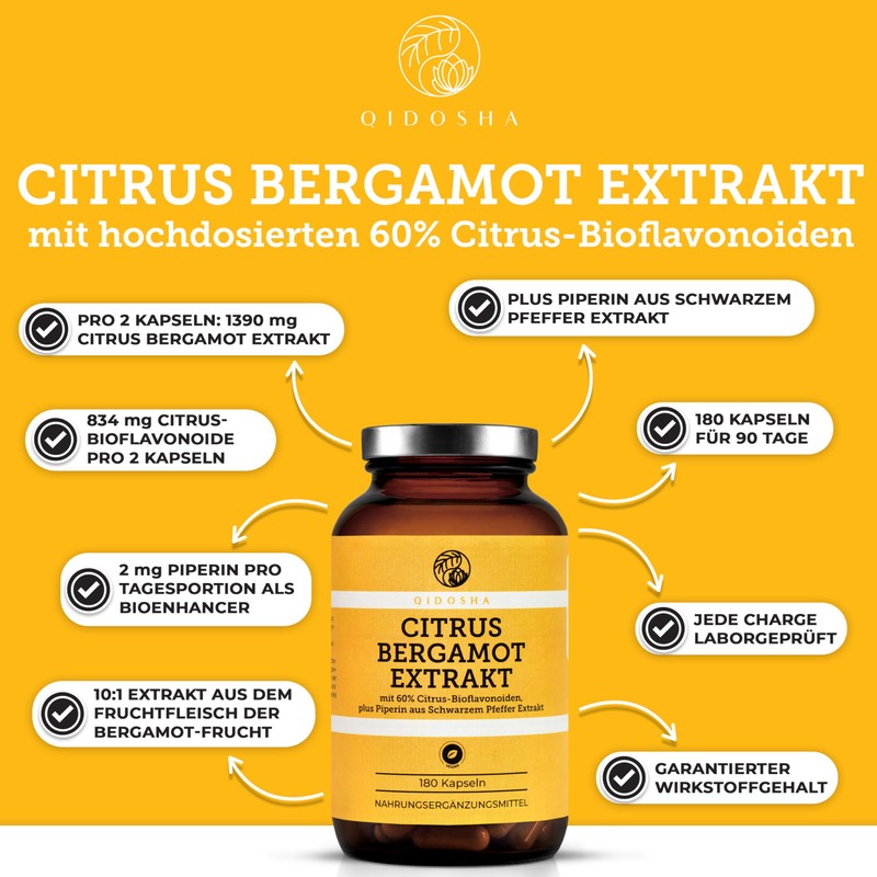 QIDOSHA Citrus Bergamot Extract Plus Piperine, 180 Capsules in Pharmacist
