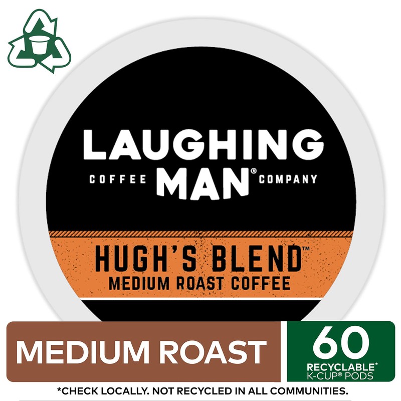 Laughing Man Hugh's Blend Keurig Single-Serve K-Cup Pods, Medium Roast