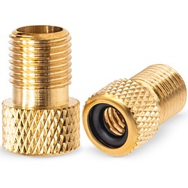 MEAJOO 2PCS Brass Presta Valve Adapter, Convert Presta to Schrader Adaptor, Inflate Tire Using Standard Pump or Air Compressor for Bikes, Motocycle and Cars(Reticulated Grain Style)