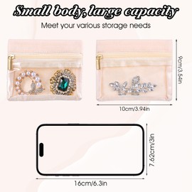 Meyeyaia 16 Pcs Velvet Jewelry Pouch with Zipper Lightweight Small Travel Jewelry Bag for Rings Earrings Necklaces Travling Gift for Women Girls Beige