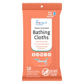 The Pharma-C Company - Water-Activated Bathing Cloths [6 pack - 10ct packs] – Rinse-Free XL Body Wipes for Adults. Pretreated Disposable Bath Wipe for Elderly, Hospice, Camping.
