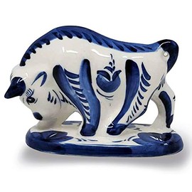 Gzhel Porcelain Symbol of The Year Bull on The Stand