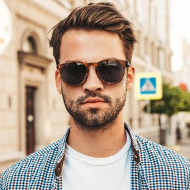 CARFIA Acetate Polarized Sunglasses for Men Trendy Retro Sun Glasses CA2307 Tortoise