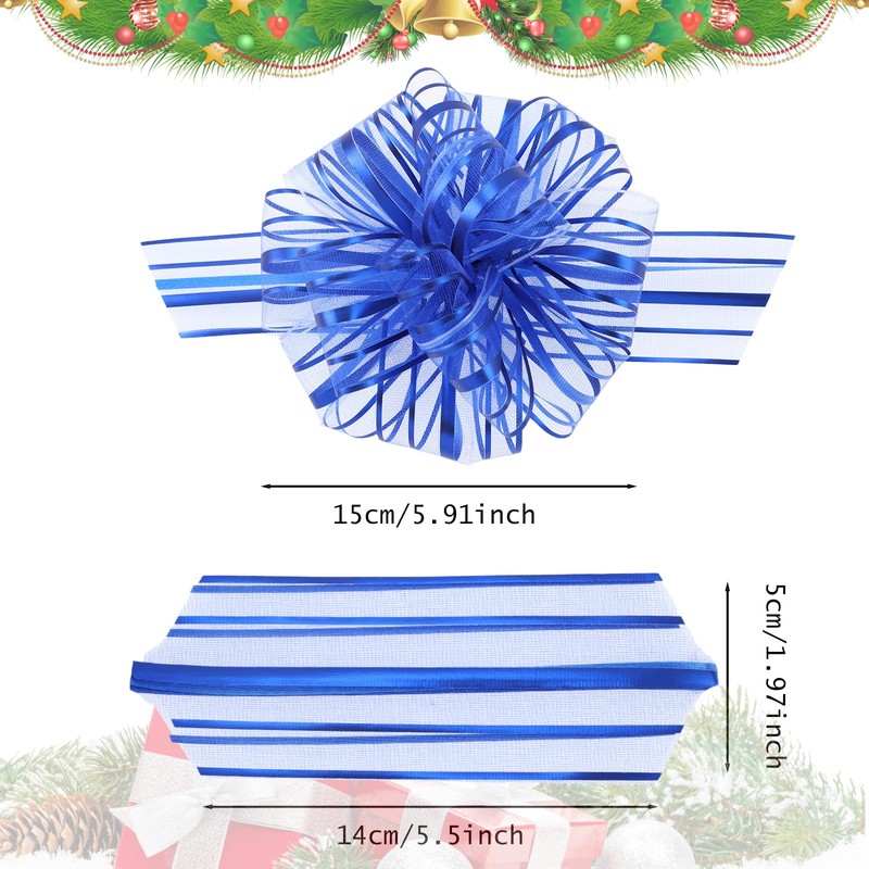 6 Pieces Pull Bow Large 6 Inch Organza Pull Bow