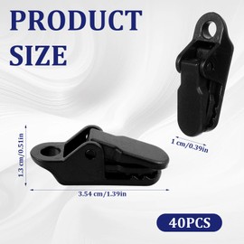 1.5×0.6inch 40PCS Tarp Clips Heavy Duty Lock Grip, Tent Awning Clamp for Tarps, Tarp Hold Down Clips Tarps Clamp Shark Tent Fasteners Holder for Awning Outdoor Camping, Caravan Canopies Car Pool