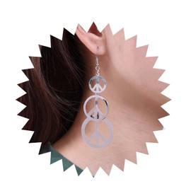 Inilbran Boho Peace Circle Dangle Earrings Vintage Love Peace Sign Earrings Silver Peace Circle Hook Earrings Super Lightweight Peace Circle Earrings Jewelry for Women and Girls