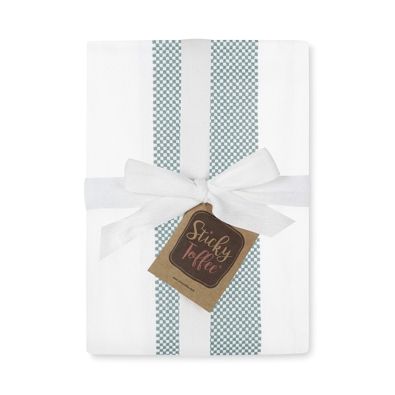 100% Cotton Tea Towel - Teal Mini Chequered Pattern, Pack
