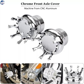 Chrome Motorcycle King Crown Front Axle Nut Cover For Harley Touring Road King