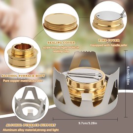 2 Pack Mini Alcohol Stoves, Ultralight Portable Spirit Burner Furnace, Camp Stove with Aluminum Stand, Grey Alcohol Fuel Stove for Outdoor Backpacking Hiking Camping Survival Picnic Cooking