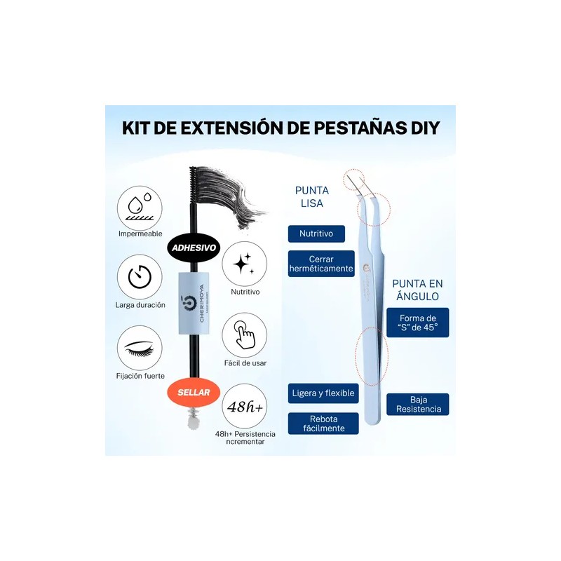 Maquillaje Extensión Kit De Pestañas Diy Naturales Cherimoya