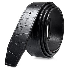 3515202 Reversible Belt Strap Without Buckle Replacement Genuine Leather Dress Belt Strap 1-3/8"(35mm) wide (Black/Black, 36)