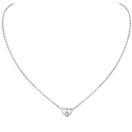 Minimalist Necklaces for Women Cute Heart Pendant Silver Initial Necklace