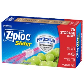 Ziploc Quart Food Storage Slider Bags 76 Count BPA Free Durable Puncture Resi...