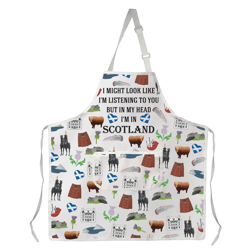 MYSOMY Scottish Apron for Women Scotland Kitchen Apron with Pockets