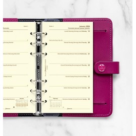 Filofax Week on Two Pages 2026 Personal Cotton Cream Diary Refill, Multilanguage, 3.74"x6.73"