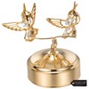 24K Gold Plated Music Box with Two Crystal Studded Hummingbirds