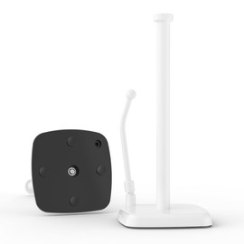 BATHDANCE Paper Towel Holder Countertop White, Paper Towel Dispenser Standing Weighted Base Non-Slip, Spring Arm Fit Most Size Paper Roll, Stainless Steel Paper Towel for Home Kitchen Tabletop