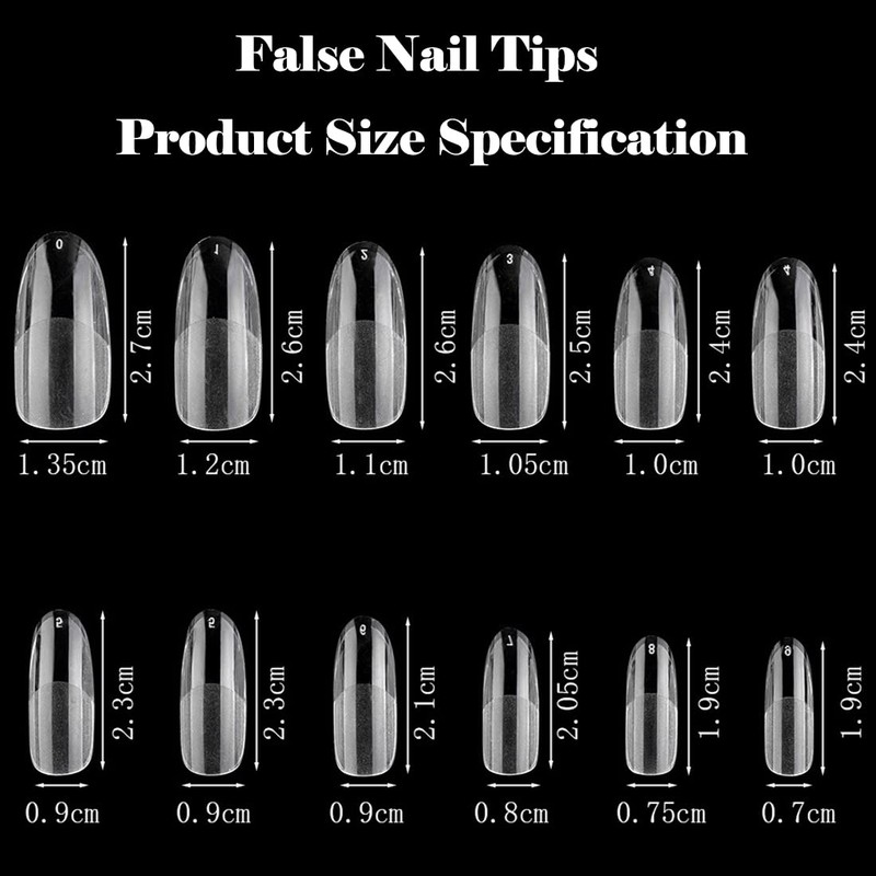 120PCS Clear Half Frosted Nails Tip Almond Acrylic Fake Nails