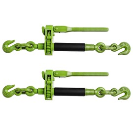 Selvouth Green Ratchet Binder Plus Ratchet Chain Binder - 2 Pack Folding Handle Load Binder, 5/16" - 3/8" Grade 70 Chain, 7100 LBS Working Load Limit, Heavy-Duty Tow Chain Binder, DOT & SAE Compliant