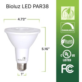 Bioluz LED 4 Pack PAR38 LED Light Bulb 90 CRI 12W = 100-120 Watt Replacement, Soft White 3000K, Dimmable Light Bulbs Flood Lights Outdoor/Indoor UL Listed Light Bulbs Title 20 High Efficacy LED Bulbs