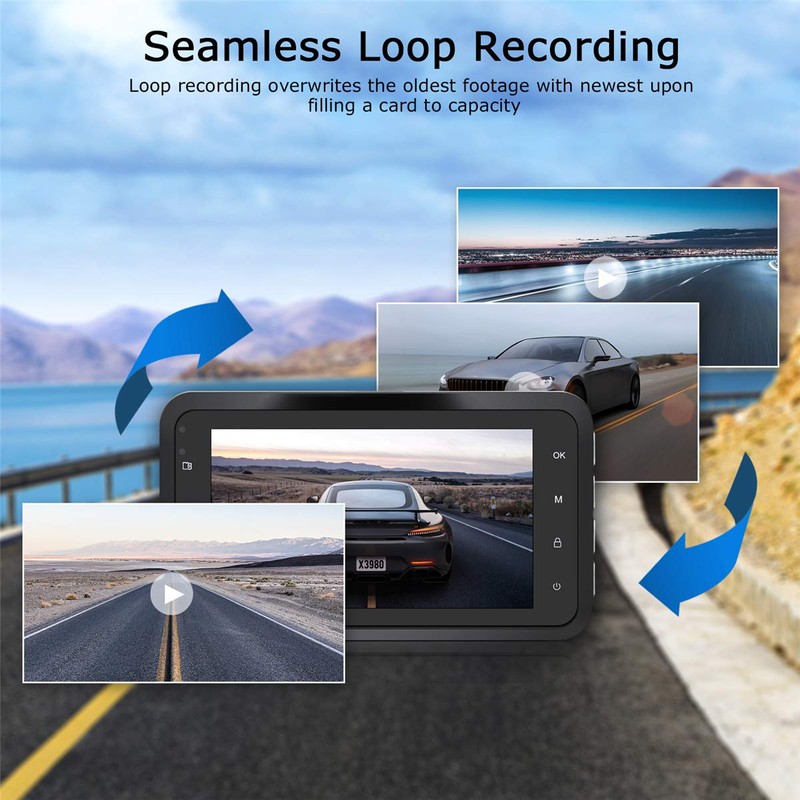 ORSKEY ORSKEY Dash Cam Front and Rear 1080P Full HD