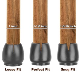 Anwenk 1” Chair Leg Floor Protectors for 1 to 1-3/16 Inch Round Chair Legs, Silicone Small Chair Leg Caps Best Chair Leg Tips, Color Black,16 Pack