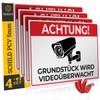 Achtung Videoüberwachung Sign – 5 mm Thick – 30 x
