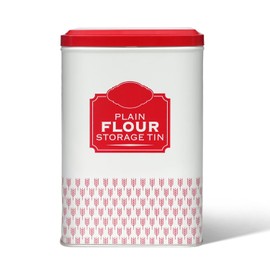 Flour Storage Containers | Self Raising Flour Tin with Lid | 18.5 X 9.2 X 12 Cm Storage Tins to Keep Flour Fresh & Clean (Plain)