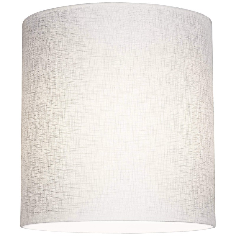 White Tall Linen Large Drum Lamp Shade 14" Top x