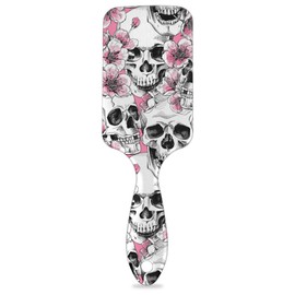 Day Of The Dead Skull Hair Brush, Cherry Blossom Skull Wet Dry Air Cushion Hair Brush Plastic Detangler Hair Brush for Kids Adults Back To School Gift Women Men