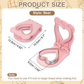 sourcing map Crustless Sandwich Cutter, Heart Shape Uncrustable Sandwich Maker Sealer Press Bread Cookie Cutter and Sealer for DIY Breakfast Lunch Afternoon Tea (Pink)