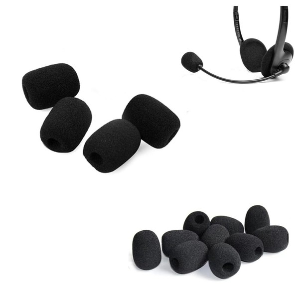 20 Pcs Foam Mic Cover,30x22x8 mm Black Mini Microphone Headset