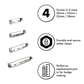 Bar Pins Brooch Clasp Pin Backs Safety Pin 100 Pieces Silver for Name Tags, Badges 1 Inch (25mm)