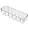 mDesign Stackable Plastic Covered Egg Tray Holder, Storage Container and